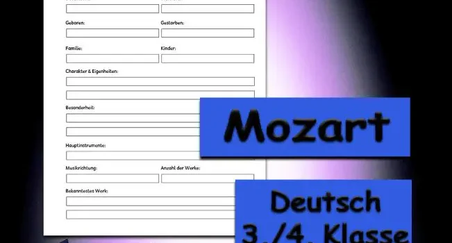 Steckbrief Mozart 3./4.Klasse Musik - Kostenlos von Legakulie.info