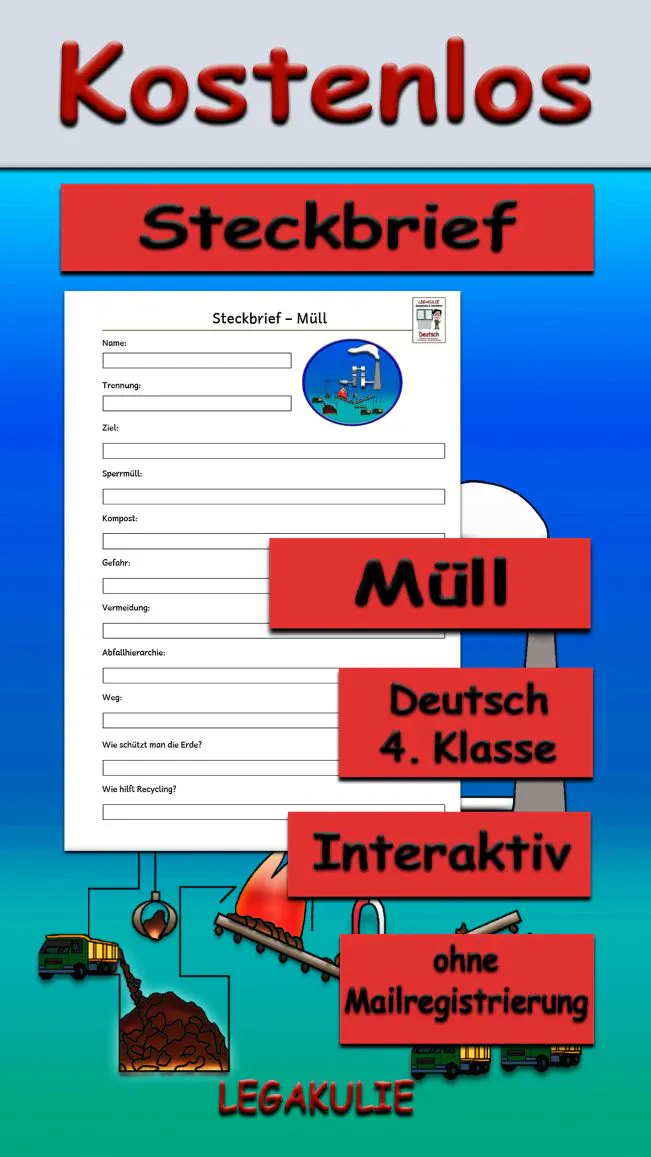 Steckbrief Müll 4.Klasse Deutsch - Kostenlos von Legakulie.info