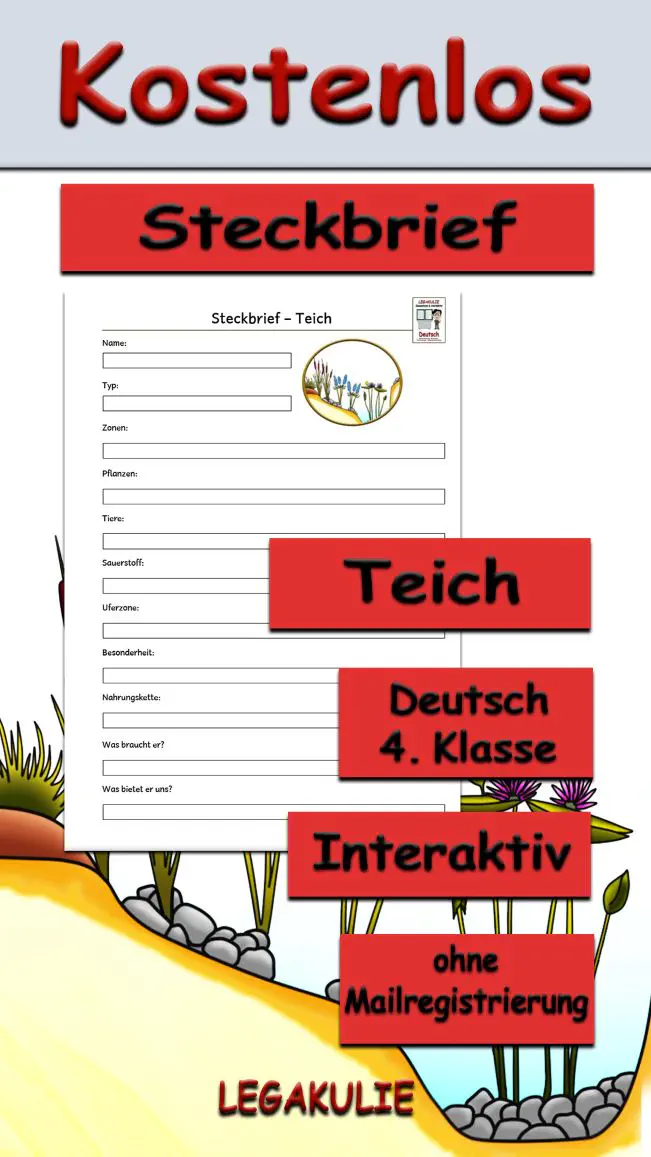 Steckbrief Teich 4.Klasse Deutsch - Kostenlos von Legakulie.info