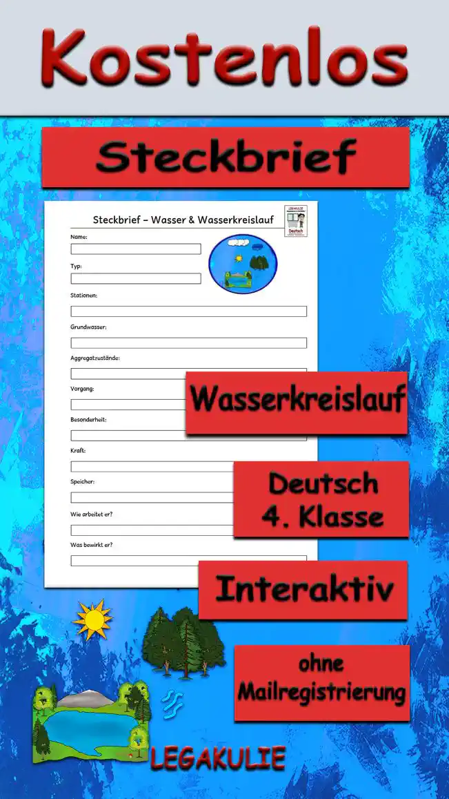 Steckbrief Wasserkreislauf 4.Klasse Deutsch - Kostenlos von Legakulie.info