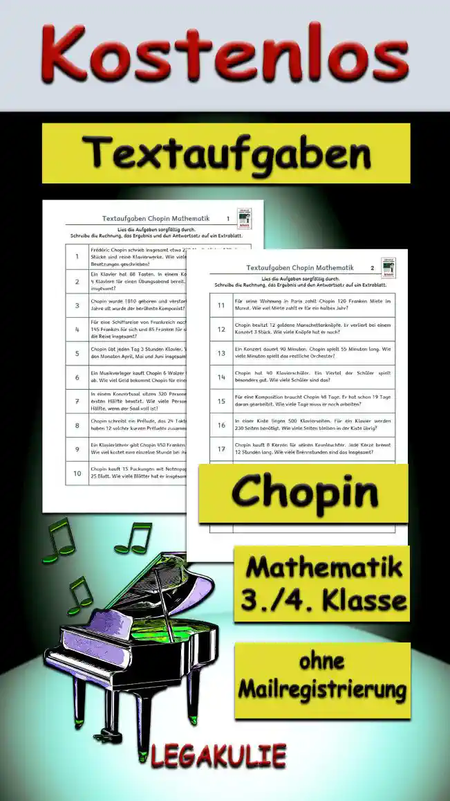 Textaufgaben Chopin 3./4.Klasse Musik - Kostenlos von Legakulie.info