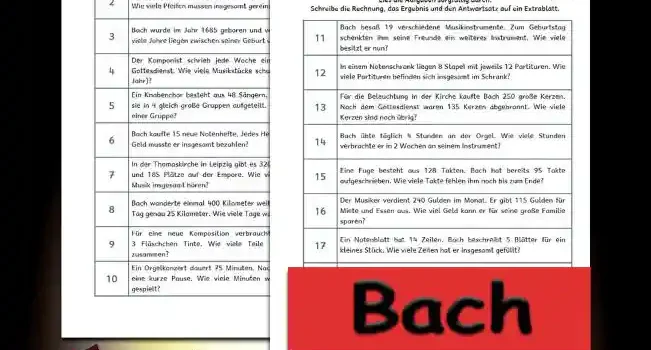 Textaufgaben Bach Textaufgaben Bach 3./4.Klasse Musik - Kostenlos von Legakulie.info