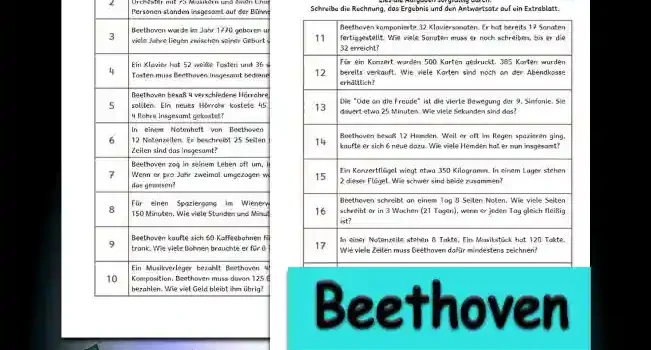 Textaufgaben Beethoven Textaufgaben Beethoven 3./4.Klasse Musik - Kostenlos von Legakulie.info