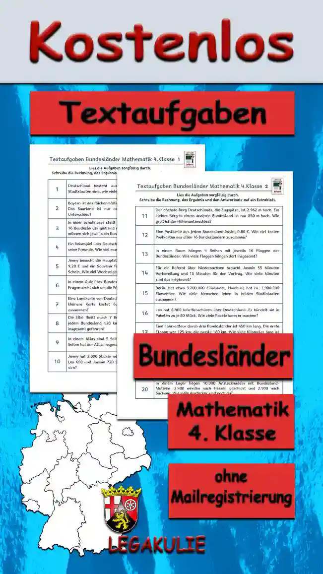 Textaufgaben Bundesländer Mathematik Klasse 4 - Kostenlos von Legakulie.info