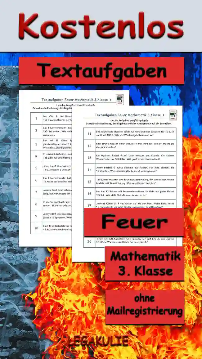 Textaufgaben Feuer Klasse 3 - Kostenlos von Legakulie.info
