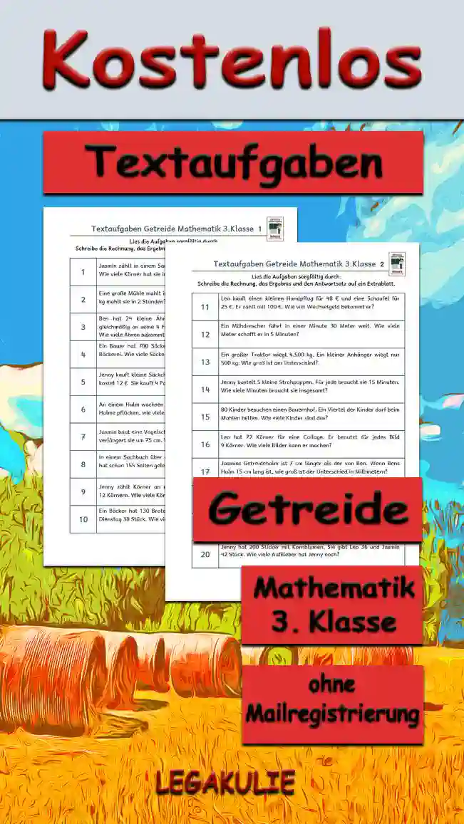 Textaufgaben Getreide Klasse 3 - Kostenlos von Legakulie.info