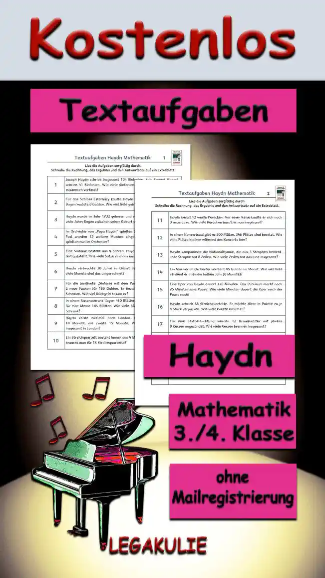 Textaufgaben Haydn 3./4.Klasse Musik - Kostenlos von Legakulie.info