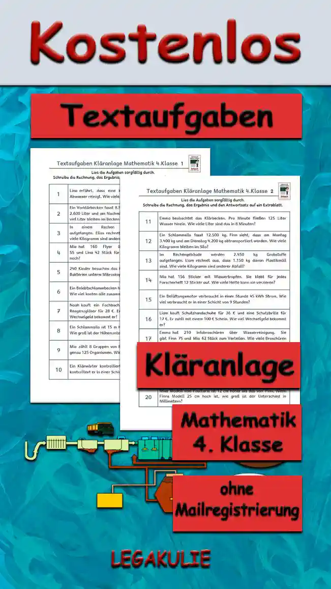 Textaufgaben Kläranlage im Winter Klasse 4 - Kostenlos von Legakulie.info
