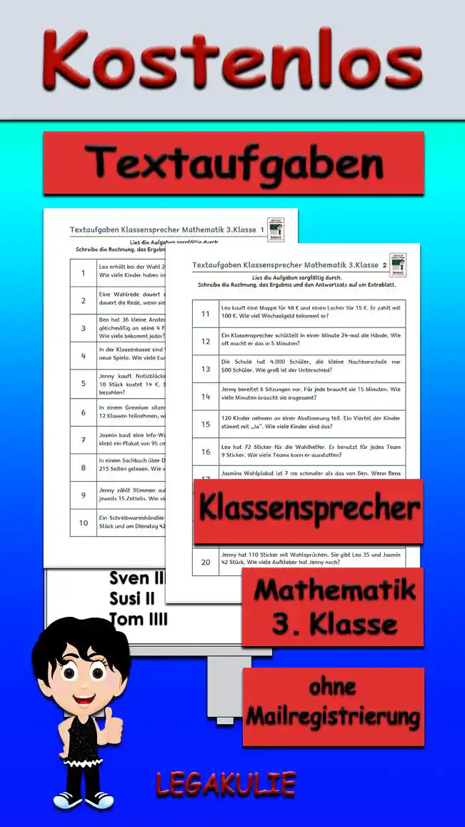 Textaufgaben Klassensprecher Klasse 3 - Kostenlos von Legakulie.info