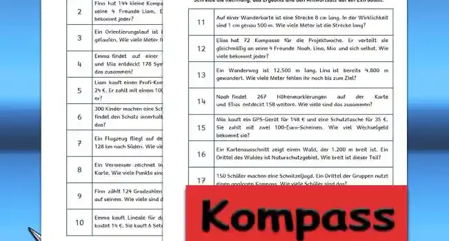 Textaufgaben Kompass Karte im Winter Klasse 4 - Kostenlos von Legakulie.info