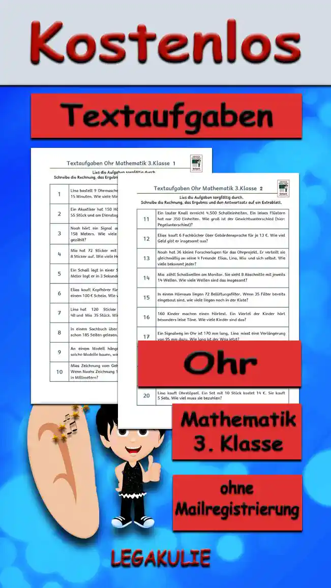 Textaufgaben Ohr Klasse 3 - Kostenlos von Legakulie.info