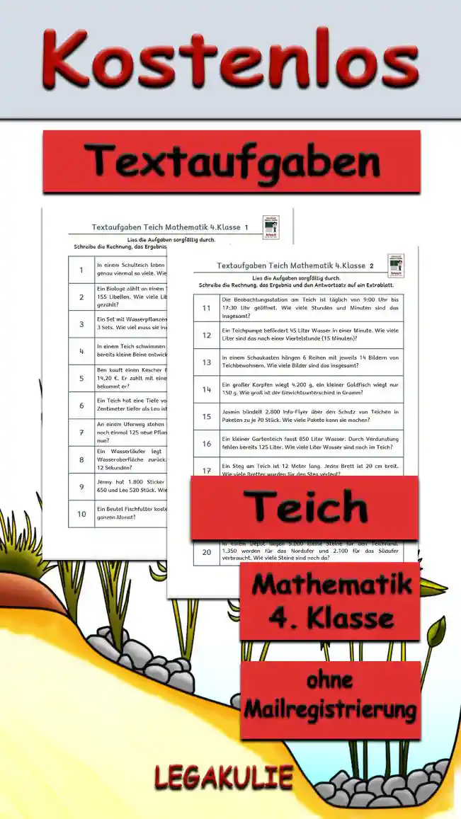 Textaufgaben Teich im Winter Klasse 4 - Kostenlos von Legakulie.info