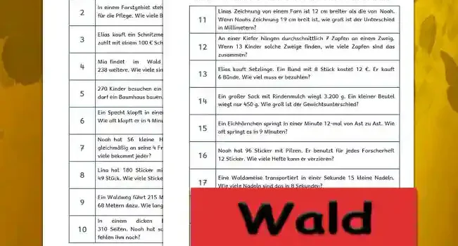 Textaufgaben Wald Klasse 3 - Kostenlos von Legakulie.info
