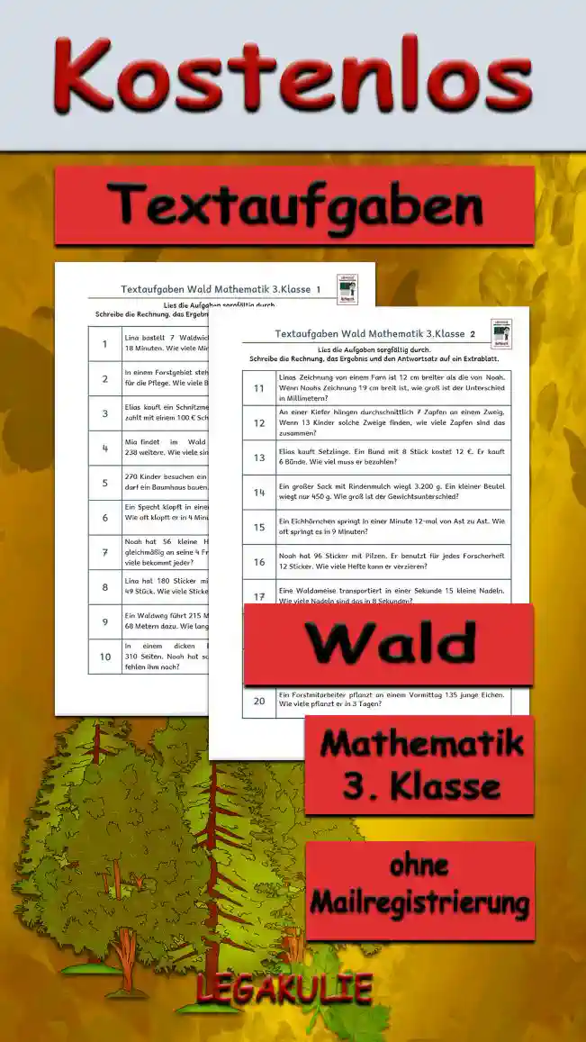 Textaufgaben Wald Klasse 3 - Kostenlos von Legakulie.info