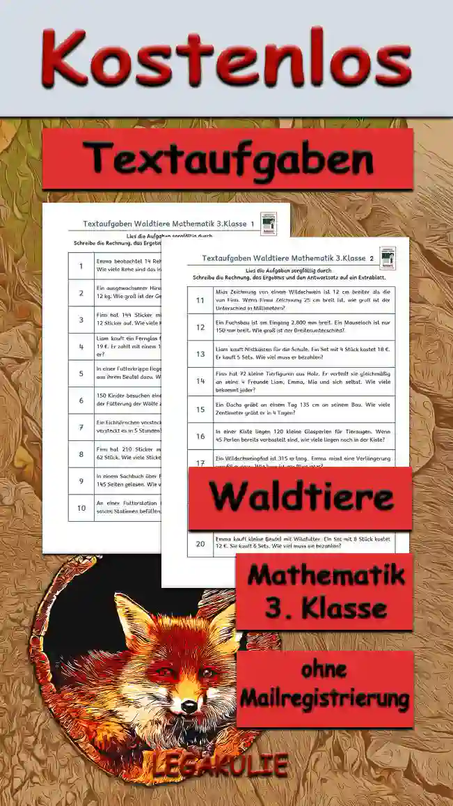 Textaufgaben Waldtiere Klasse 3 - Kostenlos von Legakulie.info