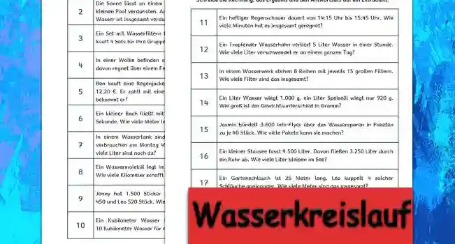 Textaufgaben Wasserkreislauf Klasse 4 - Kostenlos von Legakulie.info
