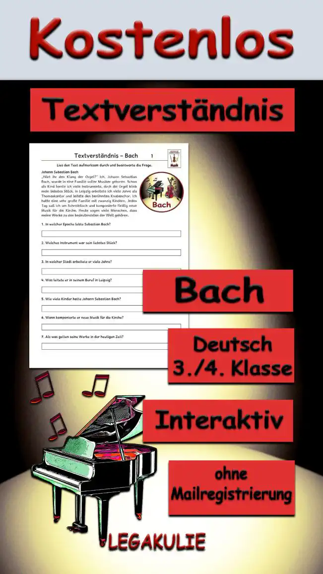 Textverständnis Bach 3./4.Klasse Musik - Kostenlos von Legakulie.info