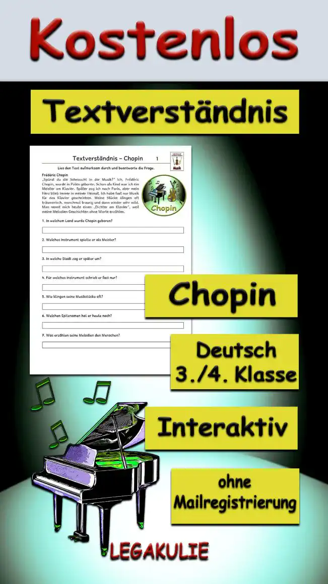 Textverständnis Chopin 3./4.Klasse Musik - Kostenlos von Legakulie.info
