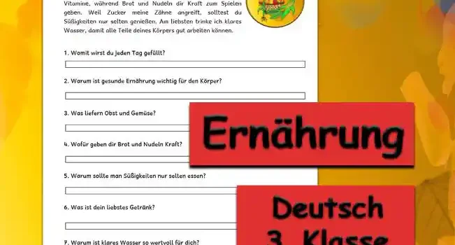 Textverständnis Ernährung 3.Klasse Deutsch - Kostenlos von Legakulie.info