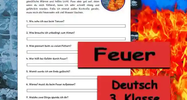 Textverständnis Feuer 3.Klasse Deutsch - Kostenlos von Legakulie.info