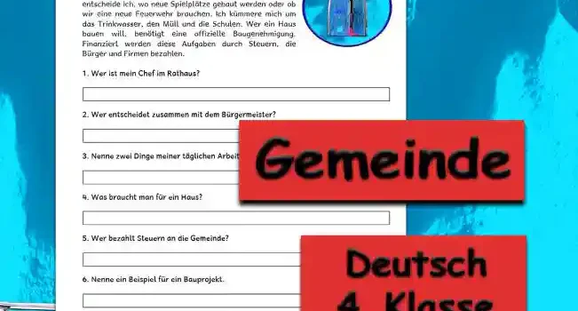 Textverständnis Gemeinde 4.Klasse Deutsch - Kostenlos von Legakulie.info