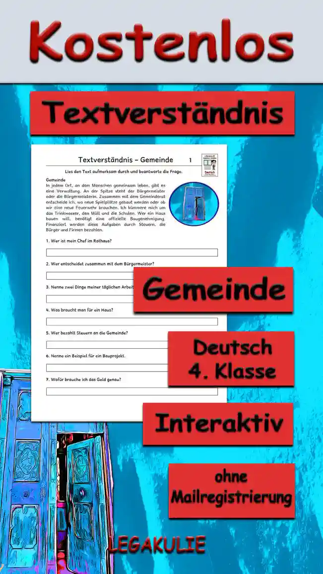 Textverständnis Gemeinde 4.Klasse Deutsch - Kostenlos von Legakulie.info