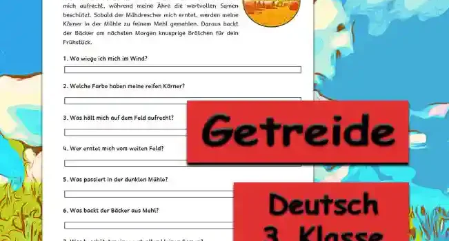 Textverständnis Getreide 3.Klasse Deutsch - Kostenlos von Legakulie.info