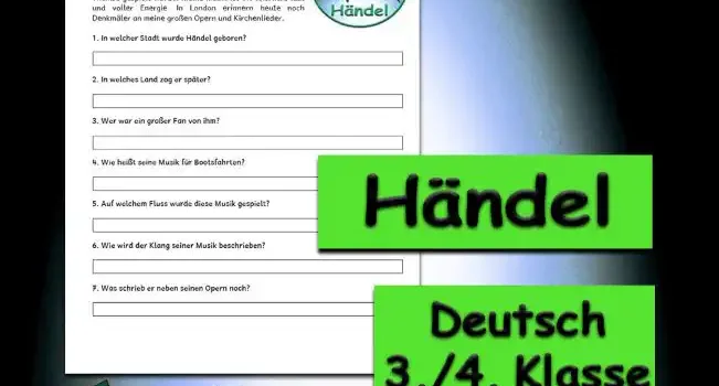 Textverständnis Händel 3./4.Klasse Musik - Kostenlos von Legakulie.info
