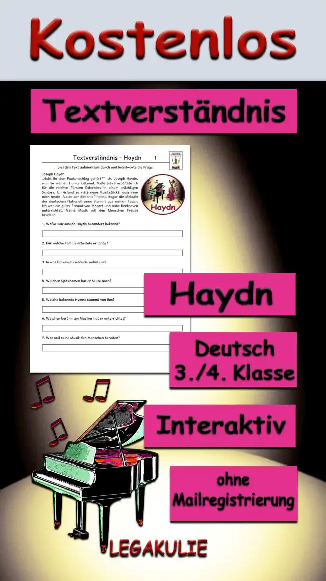Textverständnis Haydn 3./4.Klasse Musik - Kostenlos von Legakulie.info