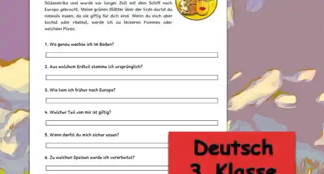 Textverständnis Kartoffel Klasse 3 Deutsch - Kostenlos von Legakulie.info