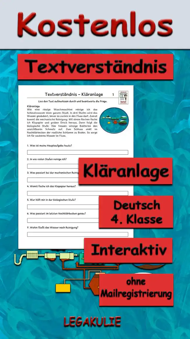 Textverständnis Kläranlage 4.Klasse Deutsch - Kostenlos von Legakulie.info