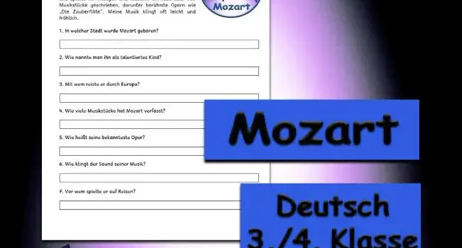 Textverständnis Mozart 3./4.Klasse Musik - Kostenlos von Legakulie.info