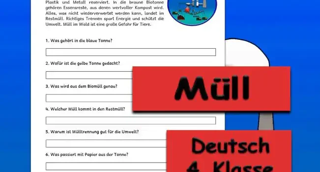 Textverständnis Müll Textverständnis Müll 4.Klasse Deutsch - Kostenlos von Legakulie.info