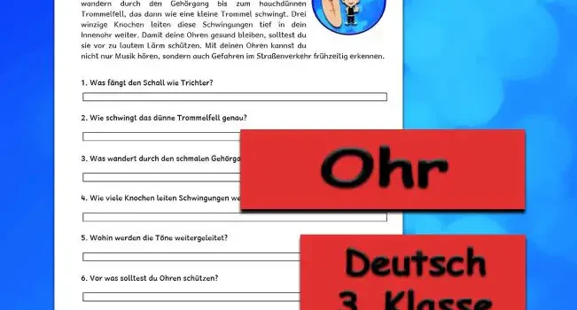 Textverständnis Ohr 3.Klasse Deutsch - Kostenlos von Legakulie.info