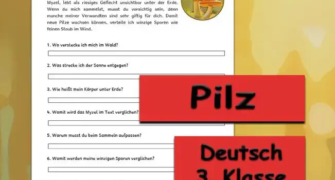 Textverständnis Pilz 3.Klasse Deutsch - Kostenlos von Legakulie.info