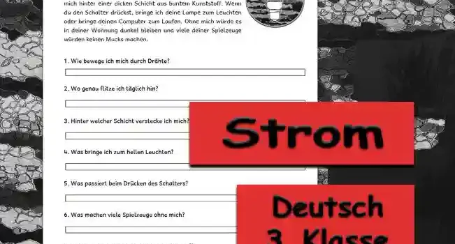 Textverständnis Strom 3.Klasse Deutsch - Kostenlos von Legakulie.info