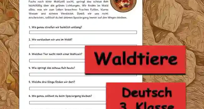 Textverständnis Waldtiere Textverständnis Waldtiere 3.Klasse Deutsch - Kostenlos von Legakulie.info