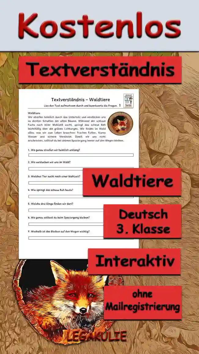 Textverständnis Waldtiere 3.Klasse Deutsch - Kostenlos von Legakulie.info