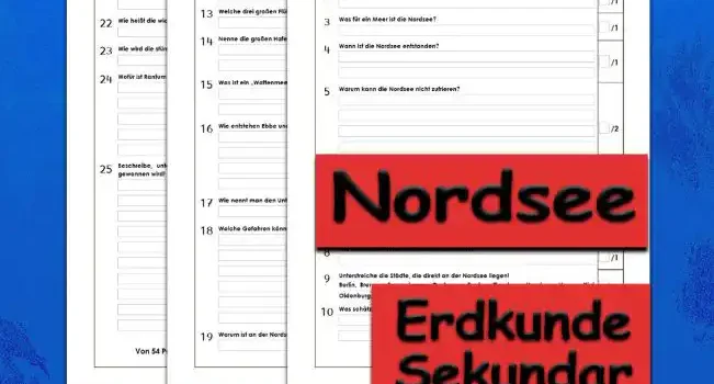 Klassenarbeit Nordsee Erdkunde - Kostenlos von Legakulie.info. [KLASSENARBEIT] | Nordsee – Kostenlose Klassenarbeit und Lernzielkontrolle zum Thema Wattenmeer und Gezeiten auf Legakulie.info | 1. Wo liegt die Nordsee? | 2. Wie groß ist die Fläche der Nordsee? | 3. Was für ein Meer ist die Nordsee? | 4. Wann ist die Nordsee entstanden? | 5. Warum kann die Nordsee nicht zufrieren? | 6. Welches Volk lebt an der Nordseeküste? | 7. Warum bezeichnet man das Wattenmeer als "Kinderstube der Nordsee"? | 8. Wie heißen die Nordfriesischen Nordseeinseln? | 9. Unterstreiche die Städte, die direkt an der Nordsee liegen! | 10. Was schätzen die Urlauber an der Nordsee? | 11. Welche Küstenformen gibt es? | 12. Zu welcher Jahreszeit muss man an der Nordseeküste mit besonders schweren Sturmfluten rechnen? | 13. Welche drei großen Flüsse münden in die Nordsee? | 14. Nenne die großen Hafenstädte an der deutschen Nordseeküste! | 15. Was ist ein „Wattenmeer“? | 16. Wie entstehen Ebbe und Flut? | 17. Wie nennt man den Unterschied zwischen Niedrig- und Hochwasserstand? | 18. Welche Gefahren können bei einer Wattwanderung auftreten? | 19. Warum ist an der Nordsee in Husum nicht jeden Tag um 12.00 Uhr Flut? | 20. Wie heißt der bei Niedrigwasser freigelegte Meeresboden? | 21. Welche Tiere findet man im und am Wattenmeer? | 22. Wie heißt die wichtigsten Seehundstation der Nordsee? | 23. Wie wird die stürmische und raue Nordsee noch genannt? | 24. Wofür ist Rantum bekannt? | 25. Beschreibe, unter Verwendung von Fachausdrücken, wie Land an der Wattküste gewonnen wird!
