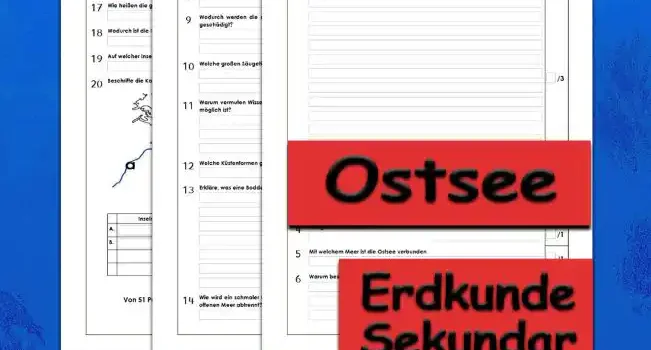 Klassenarbeit Ostsee Erdkunde - Kostenlos von Legakulie.info. [KLASSENARBEIT] | Ostsee – Kostenlose Klassenarbeit und Lernzielkontrolle zum Thema Binnenmeer und Küstenformen auf Legakulie.info | 1. Wann ist die Ostsee entstanden? | 2. Wie ist die Ostsee entstanden? | 3. Wo liegt die Ostsee? | 4. Wie groß ist die Ostsee? | 5. Mit welchem Meer ist die Ostsee verbunden? | 6. Warum bezeichnet man die Ostsee als Binnenmeer? | 7. Welche großen Flüsse münden in die Ostsee? | 8. Warum gefriert die Ostsee zu Eis? | 9. Wodurch werden die natürlichen Lebensräume für Tiere und Pflanzen in der Ostsee geschädigt? | 10. Welche großen Säugetiere leben in der Ostsee? | 11. Warum vermuten Wissenschaftler, dass in einem Sechstel der Ostsee kein Leben mehr möglich ist? | 12. Welche Küstenformen gibt es an der Ostseeküste? | 13. Erkläre, was eine Boddenküste ist! | 14. Wie wird ein schmaler Landstreifen genannt, der das flache Wasser vor der Küste vom offenen Meer abtrennt? | 15. Wie heißt die größte Insel der Ostsee und zu welchem Land gehört sie? | 16. Welche Inseln gehören zu Dänemark? | 17. Wie heißen die größten deutschen Ostseeinseln? | 18. Wodurch ist die Insel Fehmarn mit dem Bundesland Schleswig-Holstein verbunden? | 19. Auf welcher Insel kann man die berühmten Kreidefelsen sehen? | 20. Beschrifte die Karte!