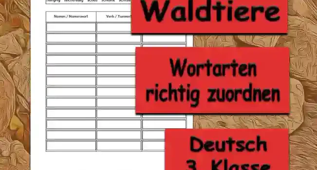 Lernwörter Waldtiere Deutsch - Kostenlos von Legakulie.info