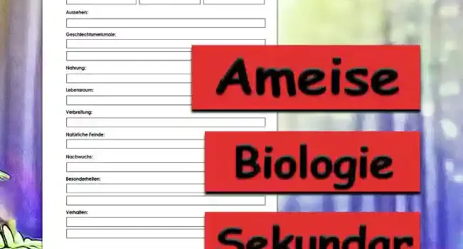 Steckbrief Ameise Sekundar Unterrichtsmaterial - Kostenlos von Legakulie.info