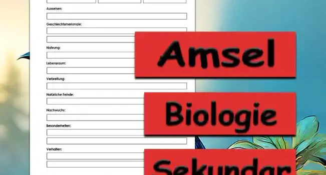 Steckbrief Amsel Sekundar Unterrichtsmaterial - Kostenlos von Legakulie.info