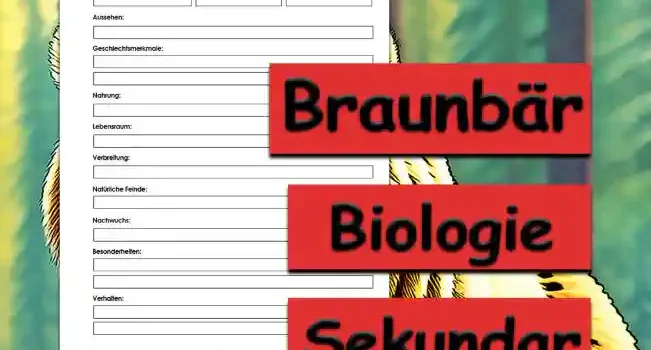 Steckbrief Braunbär Sekundar Unterrichtsmaterial - Kostenlos von Legakulie.info
