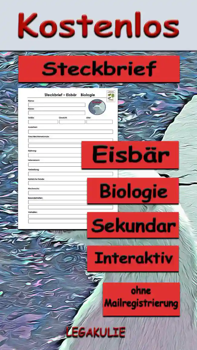 Steckbrief Eisbär Sekundar Unterrichtsmaterial - Kostenlos von Legakulie.info