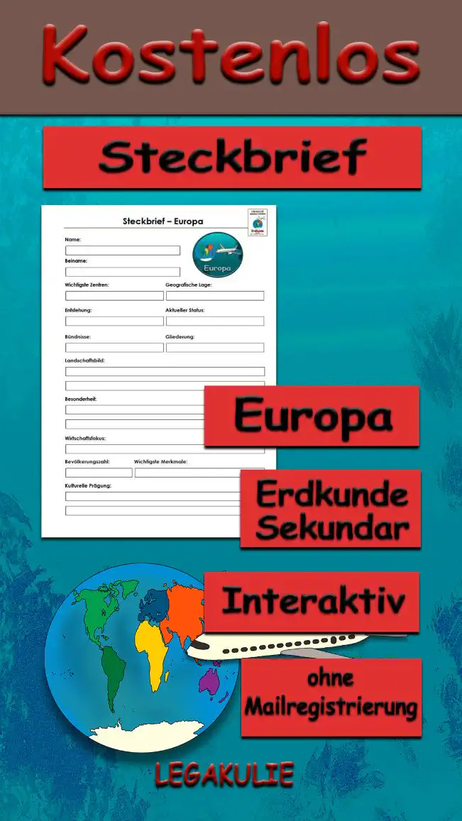 Steckbrief Europa Erdkunde - Kostenlos von Legakulie.info
