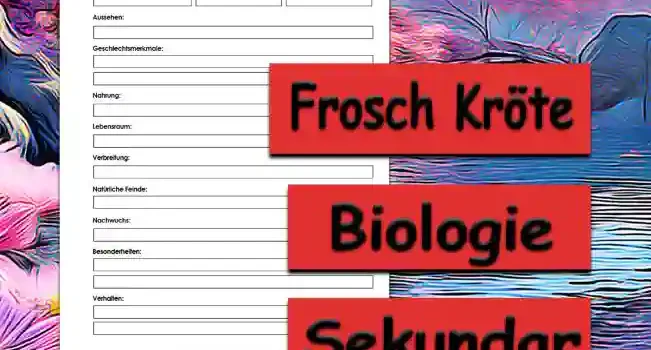 Steckbrief Frosch Kröte Steckbrief Frosch Kröte Sekundar Unterrichtsmaterial - Kostenlos von Legakulie.info