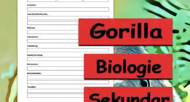 Steckbrief Gorilla Sekundar Unterrichtsmaterial - Kostenlos von Legakulie.info