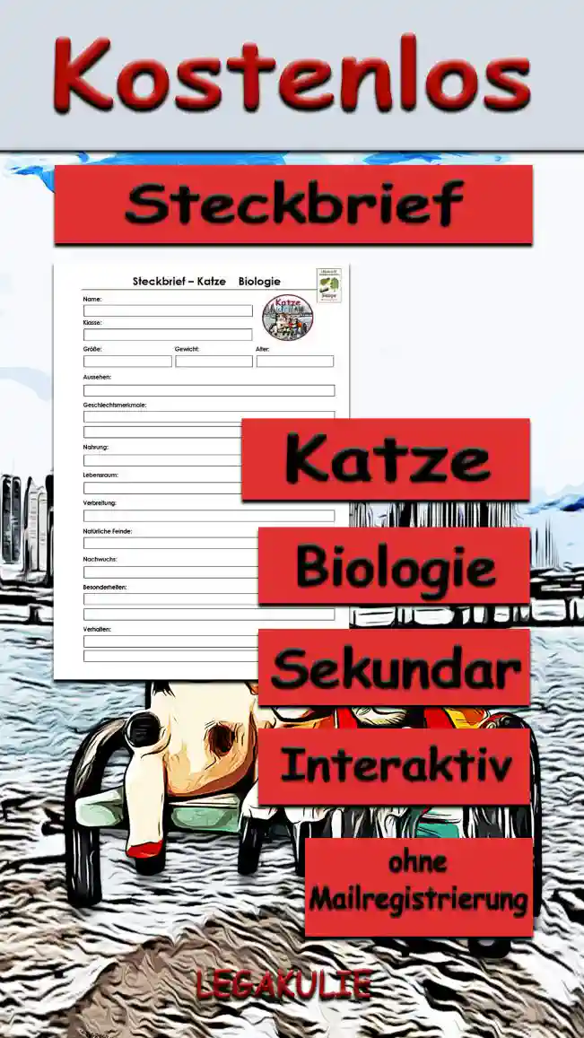 Steckbrief Katze Sekundar Unterrichtsmaterial - Kostenlos von Legakulie.info