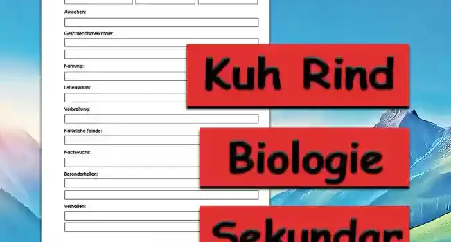 Steckbrief Kuh Rind Sekundar Unterrichtsmaterial - Kostenlos von Legakulie.info